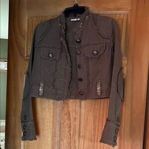 Women's Brown Cropped Jacket